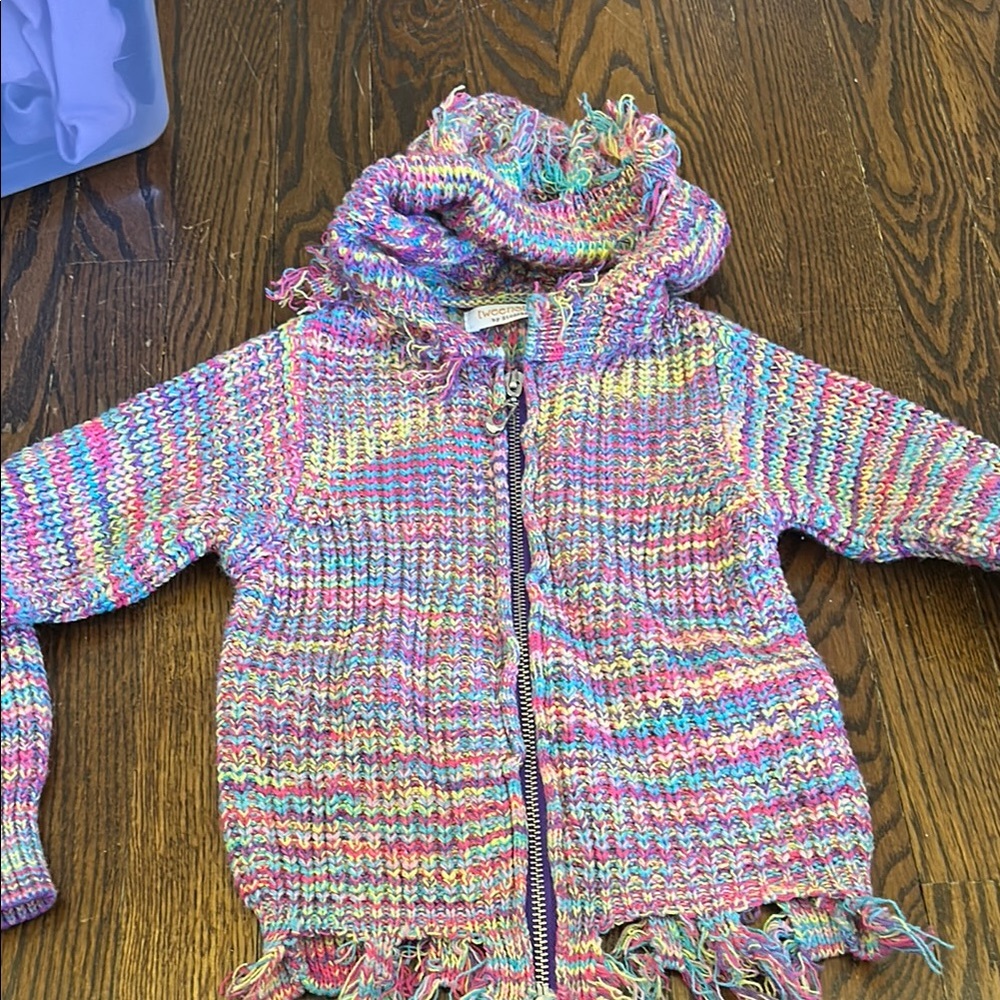 Colorful Knit Hoodie Sweater